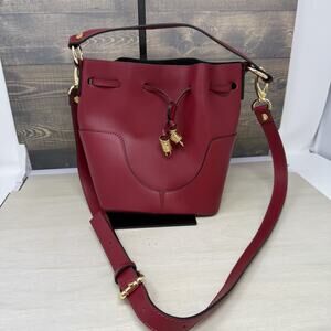 A. Bellucci Bucket Bag Red Leather Drawstring Made in Italy Crossbody Purse